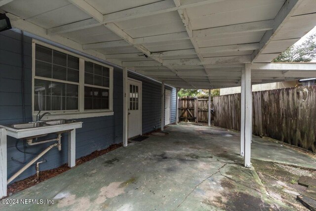 view of patio featuring sink