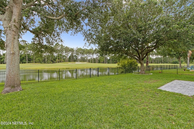 view of yard with a water view