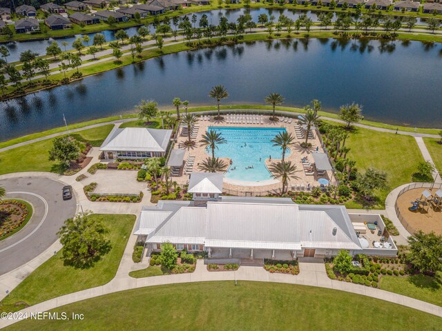 bird's eye view featuring a water view