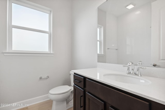 bathroom featuring vanity, toilet, and a wealth of natural light