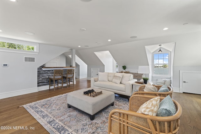 living room with hardwood / wood-style floors