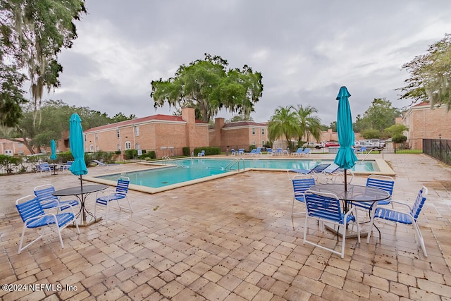 view of pool featuring a patio area