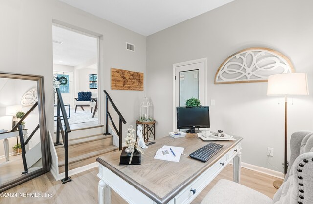 office featuring light hardwood / wood-style flooring