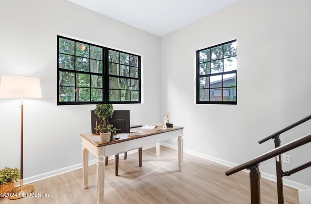 office area featuring light wood-type flooring