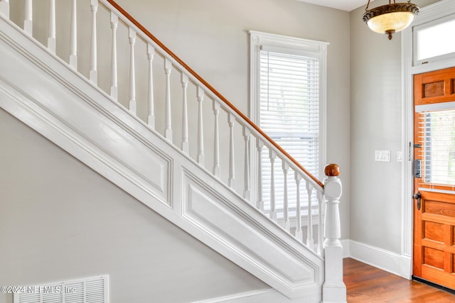 foyer with hardwood / wood-style flooring and plenty of natural light