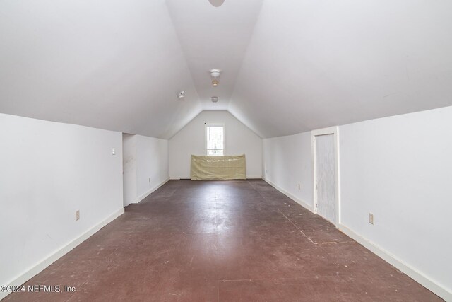 bonus room with lofted ceiling