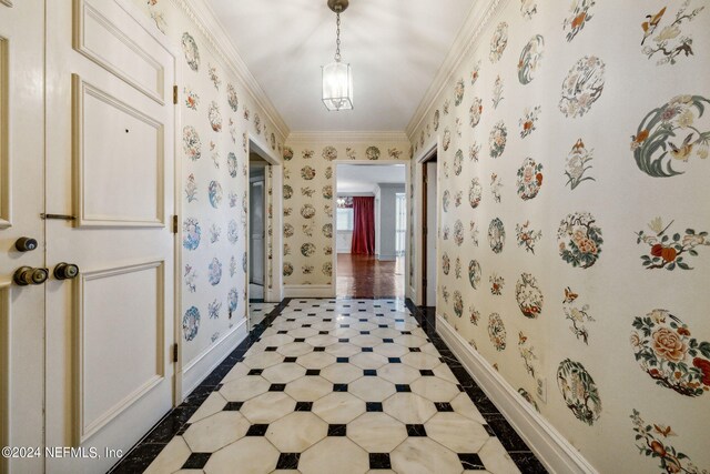 corridor with ornamental molding