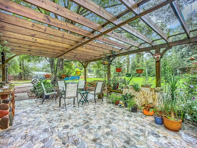 view of patio with a pergola