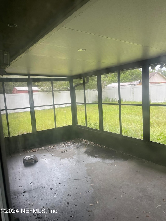 view of unfurnished sunroom