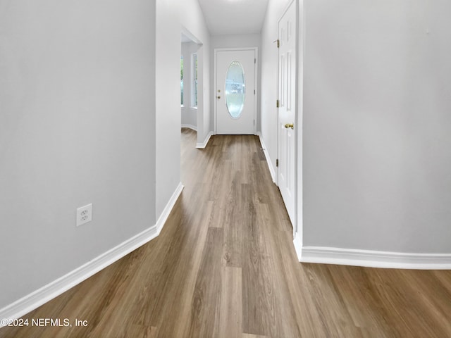 hall featuring light wood-type flooring