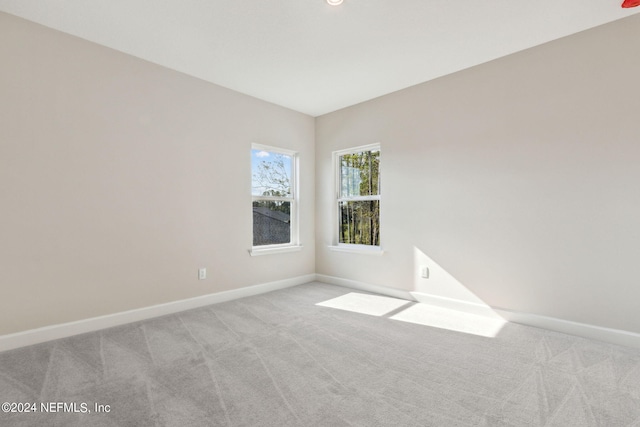 spare room with light colored carpet