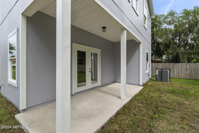 exterior space featuring central air condition unit