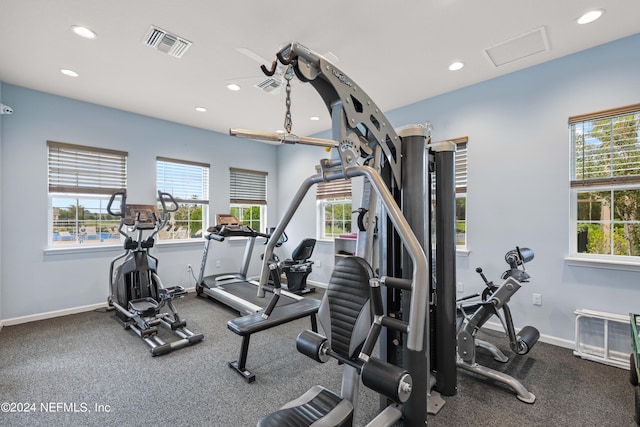 gym with a wealth of natural light