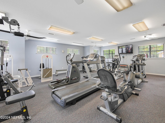 exercise room with a healthy amount of sunlight