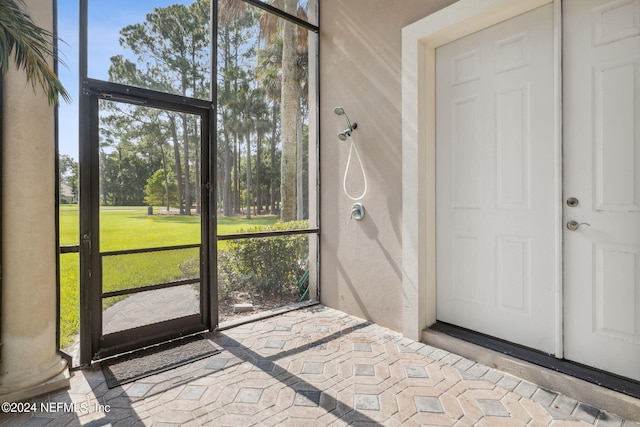 view of unfurnished sunroom