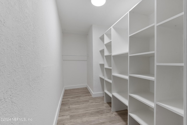 spacious closet with light hardwood / wood-style floors