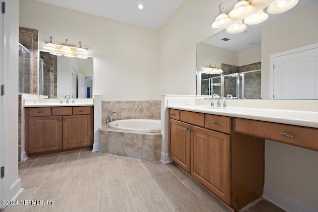 13846 Atlantic Blvd Unit 405, Jacksonville, FL 32225 - bathroom with a bath, a stall shower, two vanities, and a sink
