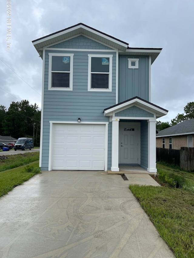 exterior space featuring a garage