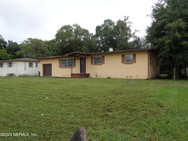 view of front of home with a front lawn