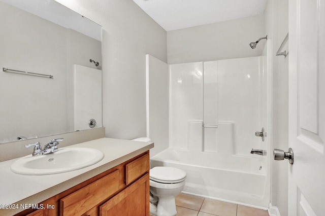 full bathroom featuring tile patterned flooring, vanity, toilet, and shower / bathing tub combination