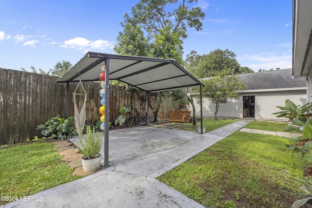 view of yard featuring a carport