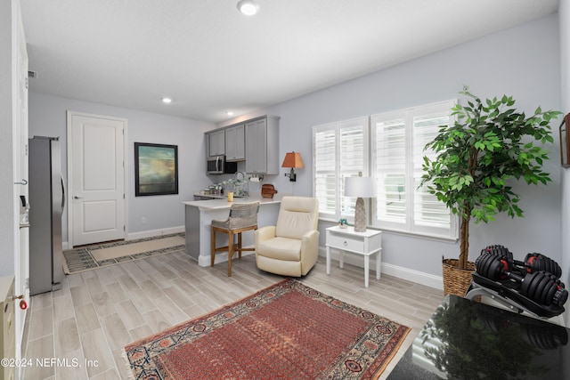 living room with light hardwood / wood-style floors