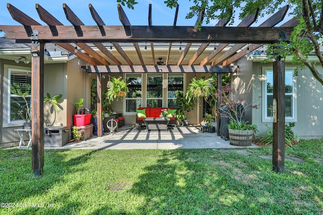 view of patio featuring a pergola