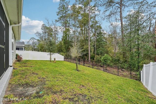 view of yard featuring a fenced backyard