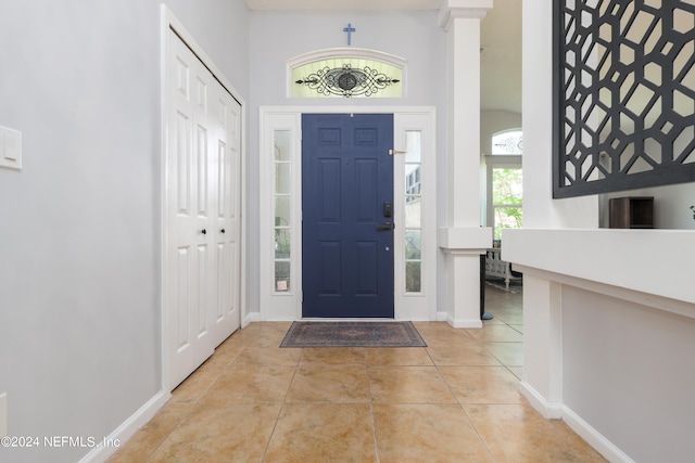 view of tiled entrance foyer