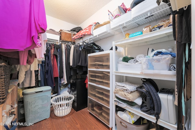 walk in closet featuring hardwood / wood-style flooring