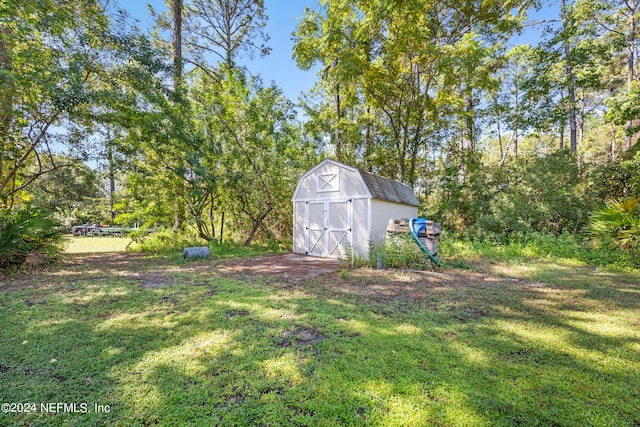 view of yard with a storage unit