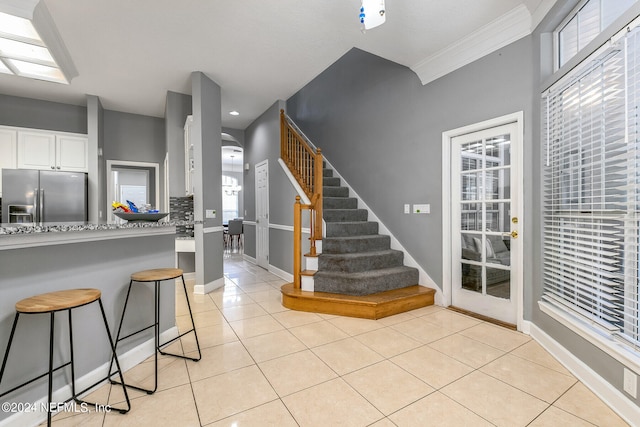 interior space featuring ornamental molding