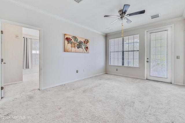 12700 Bartram Park Blvd Unit 124, Jacksonville, FL 32258 - empty room with a ceiling fan, carpet floors, and ornamental molding