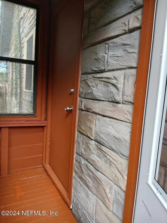 interior space with hardwood / wood-style floors