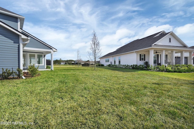 view of yard with a porch