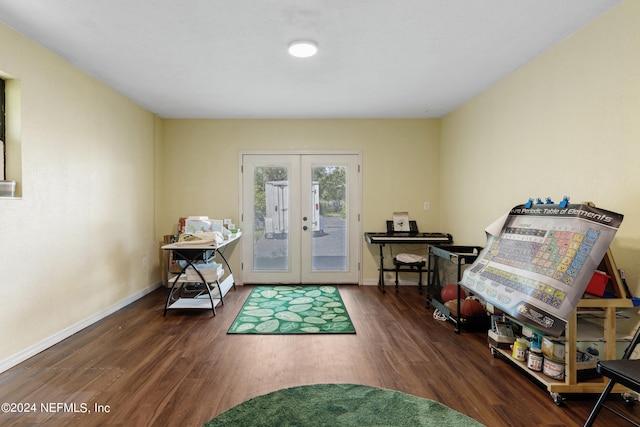 doorway to outside featuring dark hardwood / wood-style flooring and french doors