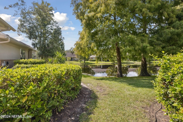 view of yard featuring a water view