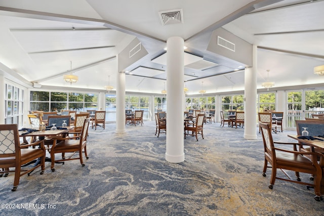 interior space with high vaulted ceiling