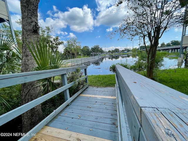 exterior space featuring a water view