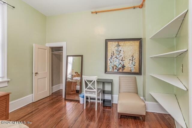 home office featuring wood-type flooring