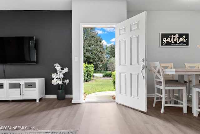 entrance foyer with a healthy amount of sunlight and hardwood / wood-style flooring