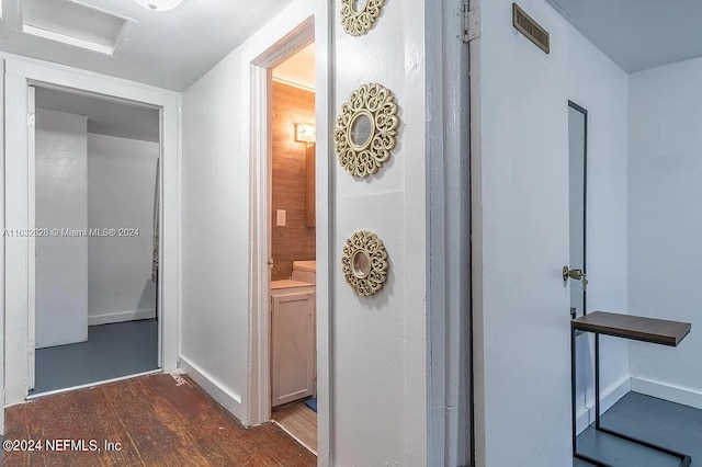 hallway featuring dark hardwood / wood-style floors