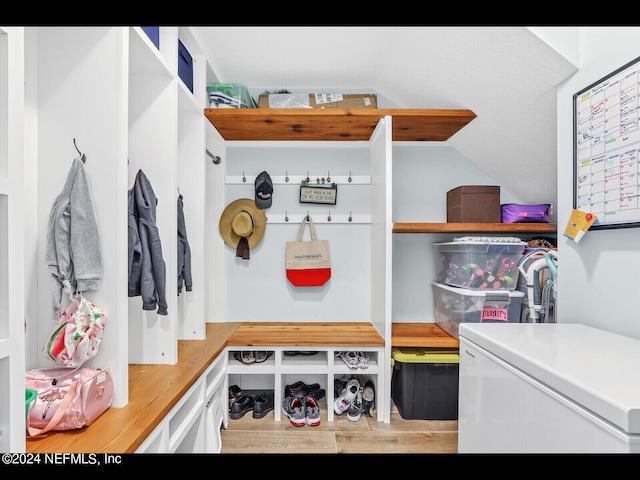 mudroom with light wood-type flooring