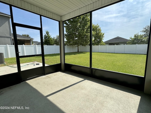 view of unfurnished sunroom