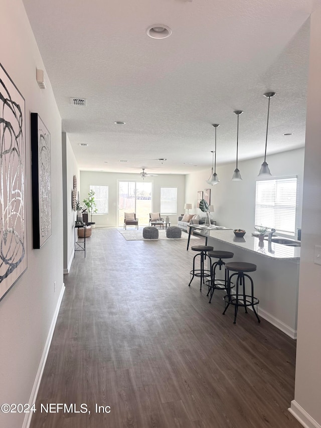 interior space with dark hardwood / wood-style flooring