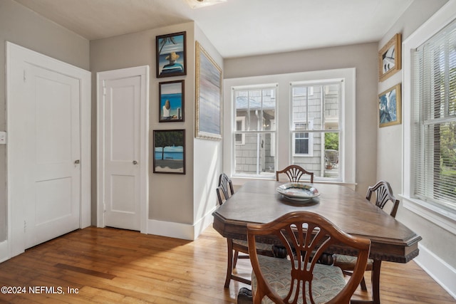 dining room with light wood-type flooring