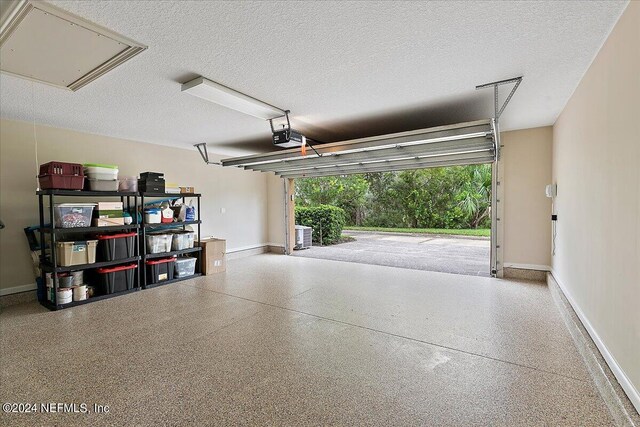 garage with a garage door opener