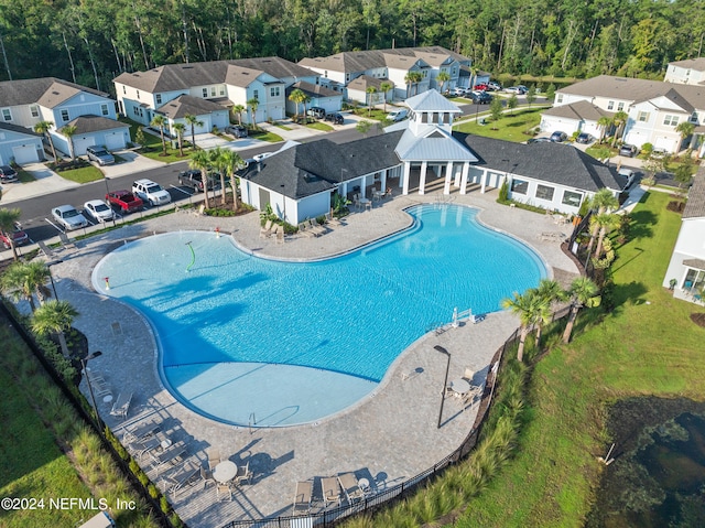 view of pool with a patio area and a gazebo