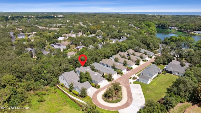 1505 Lakeside Ct, Fernandina Beach, FL 32034 - drone / aerial view with a residential view, a water view, and a view of trees