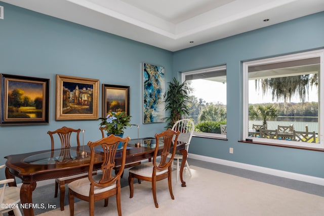 view of carpeted dining area